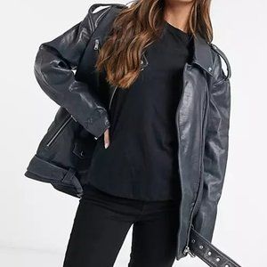 BRAND NEW ASOS DESIGN oversized genuine leather biker jacket